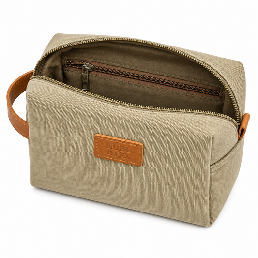 Trousse de toilette en toile kaki vert