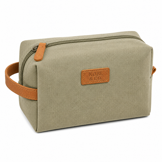 Trousse de toilette en toile kaki vert